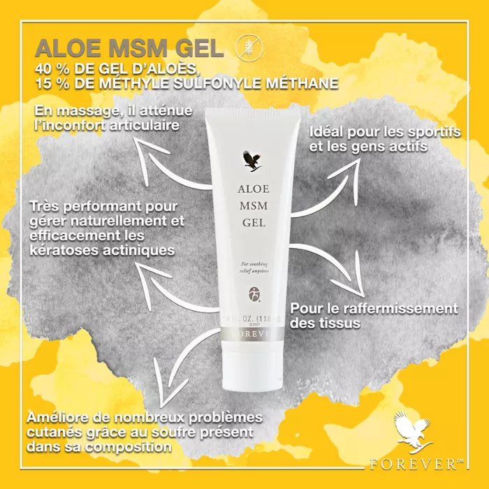 Aloe MSM Gel Participe à La Production Du Sulfate De Chondroïtine Et Des Glucosamines.